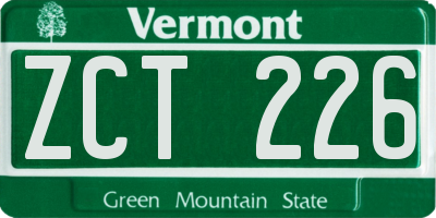 VT license plate ZCT226