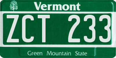 VT license plate ZCT233