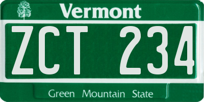 VT license plate ZCT234