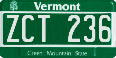 VT license plate ZCT236