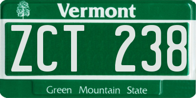 VT license plate ZCT238