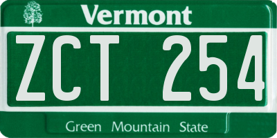 VT license plate ZCT254