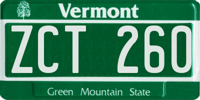 VT license plate ZCT260
