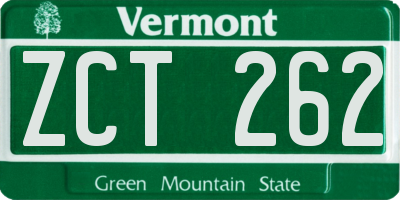 VT license plate ZCT262