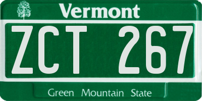 VT license plate ZCT267