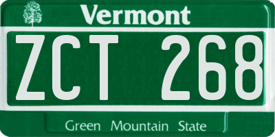 VT license plate ZCT268