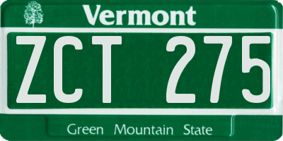VT license plate ZCT275