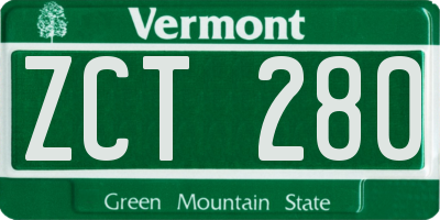 VT license plate ZCT280