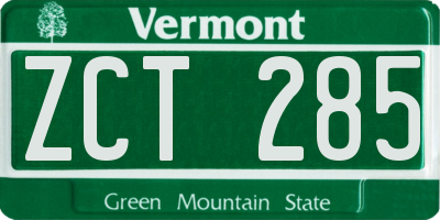 VT license plate ZCT285