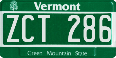 VT license plate ZCT286