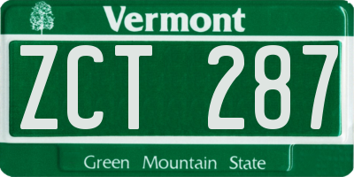 VT license plate ZCT287