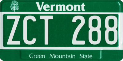 VT license plate ZCT288