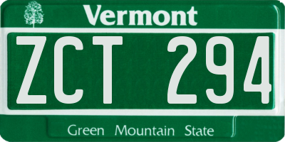 VT license plate ZCT294