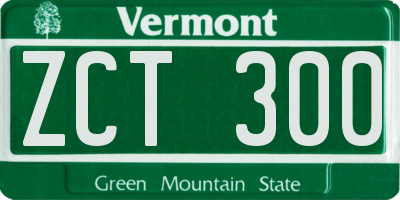 VT license plate ZCT300