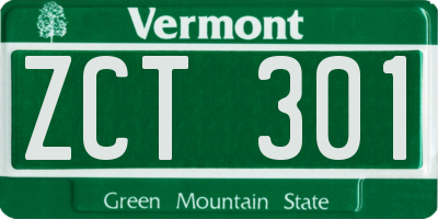 VT license plate ZCT301