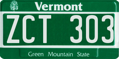 VT license plate ZCT303