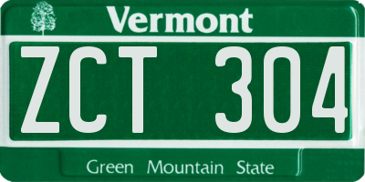 VT license plate ZCT304