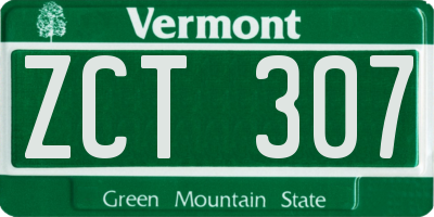 VT license plate ZCT307
