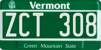 VT license plate ZCT308