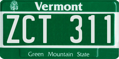 VT license plate ZCT311