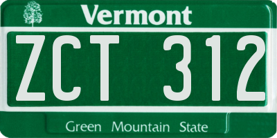 VT license plate ZCT312