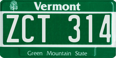 VT license plate ZCT314