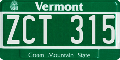 VT license plate ZCT315