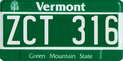 VT license plate ZCT316