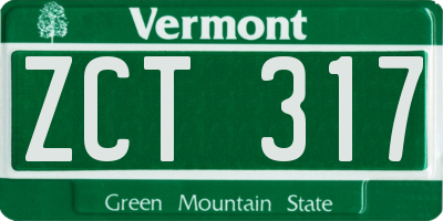 VT license plate ZCT317