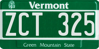 VT license plate ZCT325