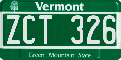 VT license plate ZCT326