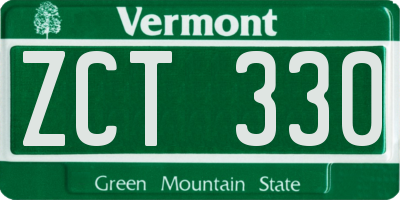VT license plate ZCT330