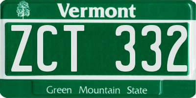VT license plate ZCT332