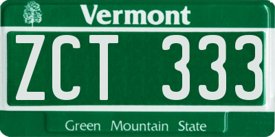 VT license plate ZCT333