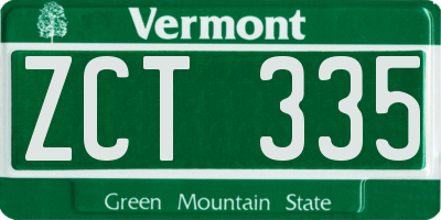 VT license plate ZCT335