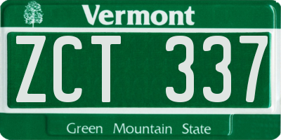 VT license plate ZCT337