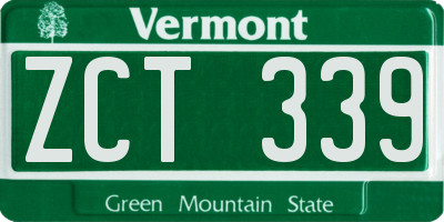 VT license plate ZCT339