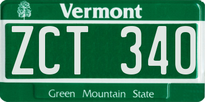 VT license plate ZCT340