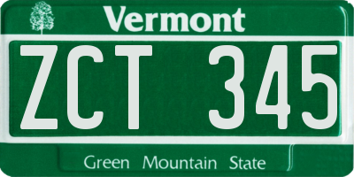 VT license plate ZCT345