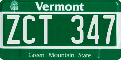 VT license plate ZCT347