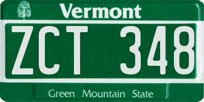VT license plate ZCT348