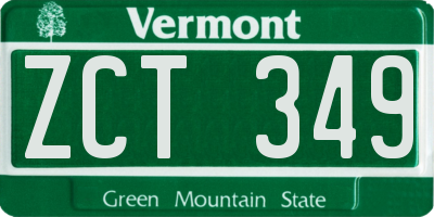 VT license plate ZCT349