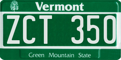 VT license plate ZCT350