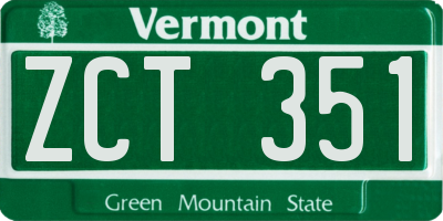 VT license plate ZCT351