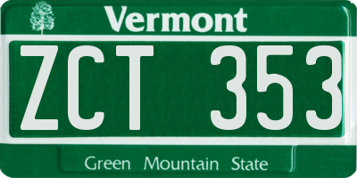 VT license plate ZCT353