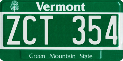 VT license plate ZCT354