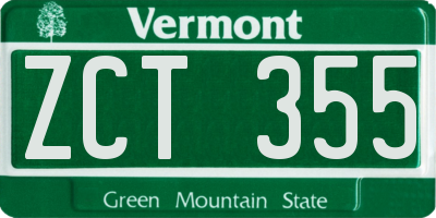 VT license plate ZCT355