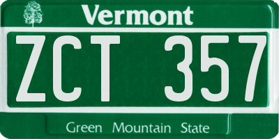 VT license plate ZCT357