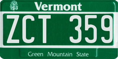 VT license plate ZCT359