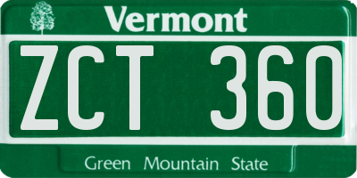 VT license plate ZCT360